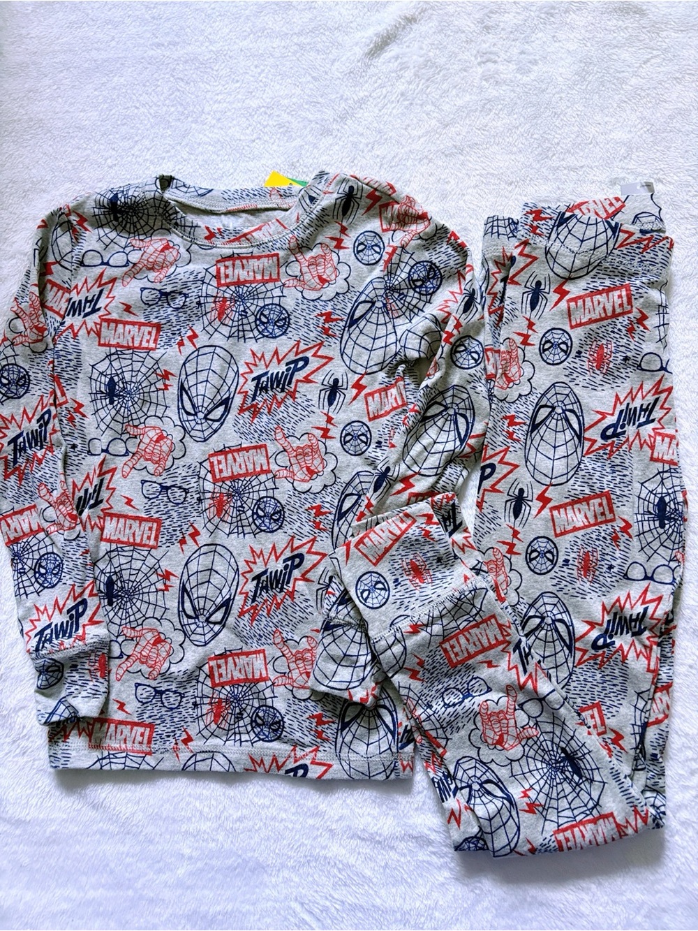 Marvel Kids Grey Spider-Man Pajama Set with Red & Navy Graphics